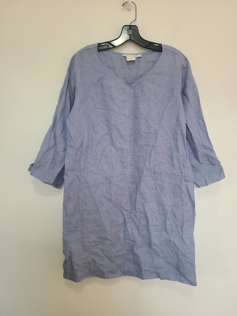Coyuchi LInen Shift Mini Dress Linen Blue Size S
